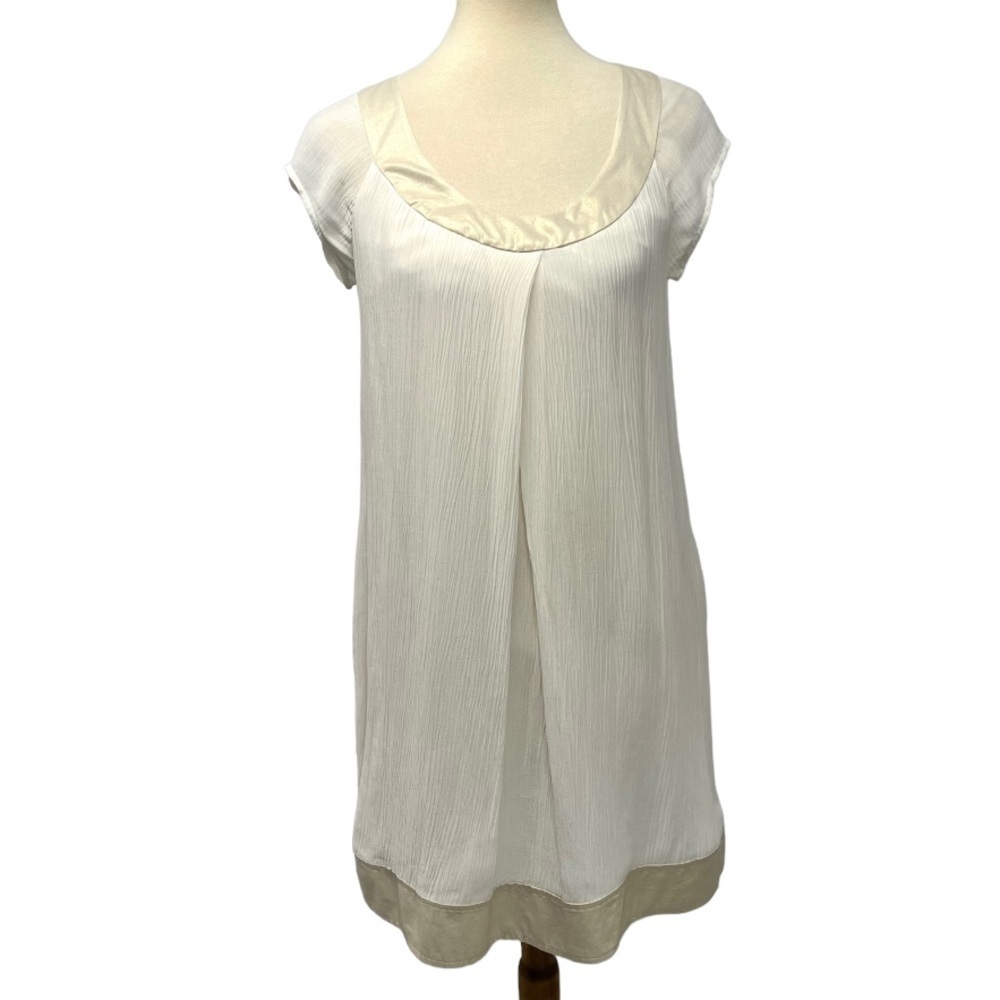 Diane Von Furstenberg Ivory Silk Blend Crepe Scoop Neck Sleeveless Dress Size 4 - Picture 9 of 10